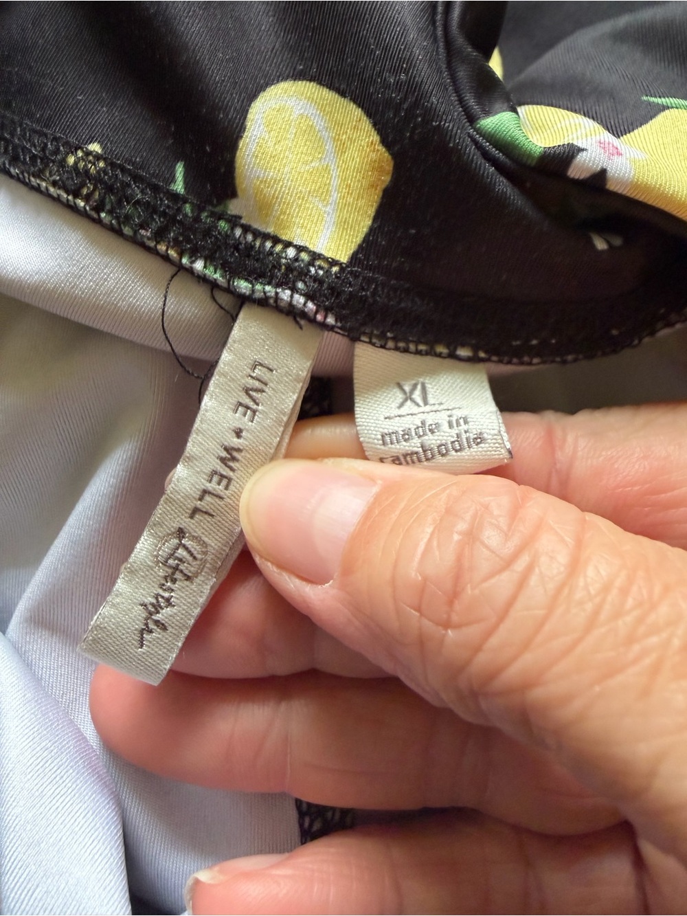 3/$20 Live Well Lifestyle Black Cropped Leggings with Yellow Lemon Print - Picture 3 of 5